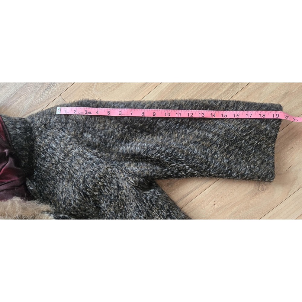 Vtg 60s 70s Wool Coat Real Fox Fur Collar Fall Winter Cozy Luxury ILGWU Gray - Picture 15 of 16